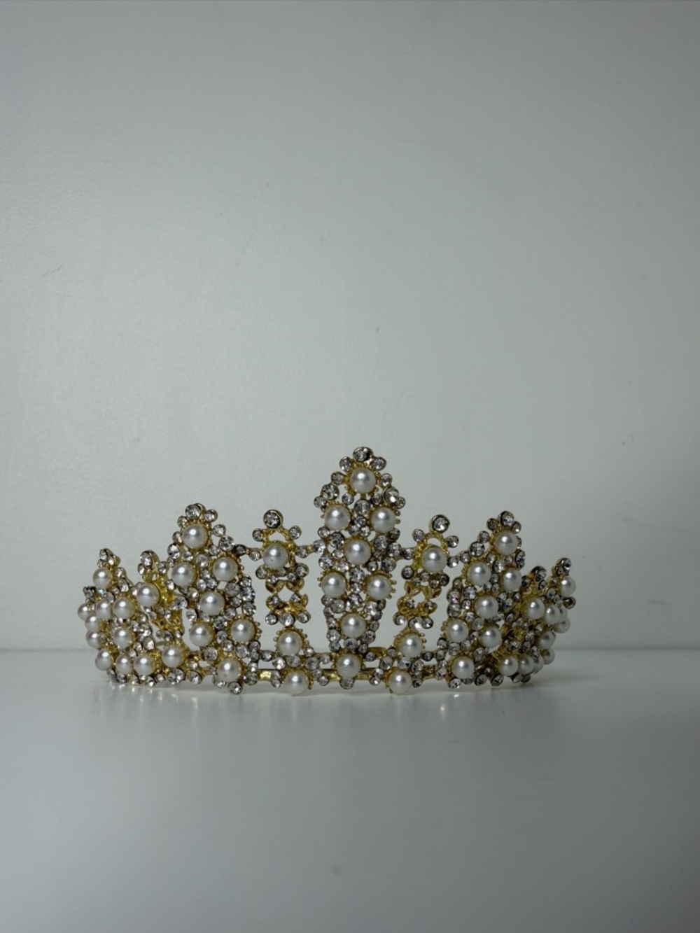 Gold Pearl and Crystal wedding Tiara